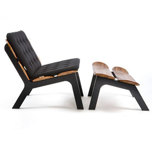 BlackEdition - Sort | Dansk designet loungestol i naturfarve med sortlakeret stel og sort hyndesæt